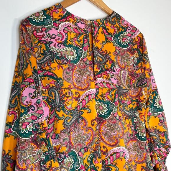 Code X Mode Paisley Floral Print Satin Long Sleeve Shift Dress NWOT - Picture 11 of 16